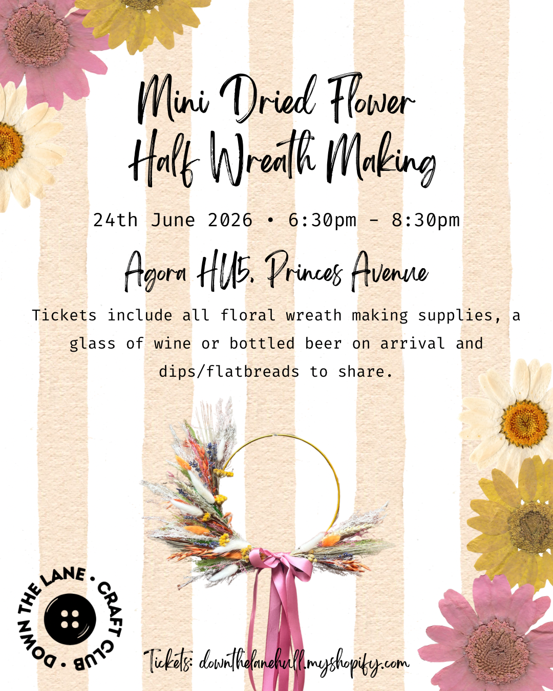 Mini Dried Flower Half Wreath Making at Agora HU5, 24/06/2026