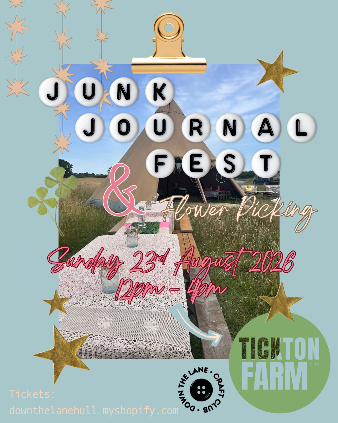 Junk Journal Fest & Flower Picking @ Tickton Farm 23/08/2026