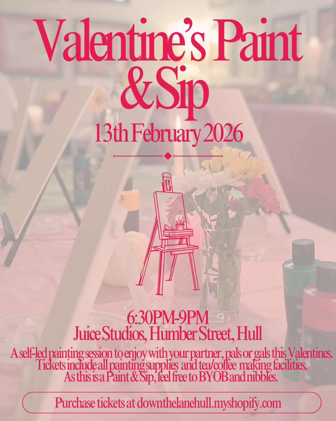 Valentine’s Paint & Sip at Juice Studios 13/02/2026